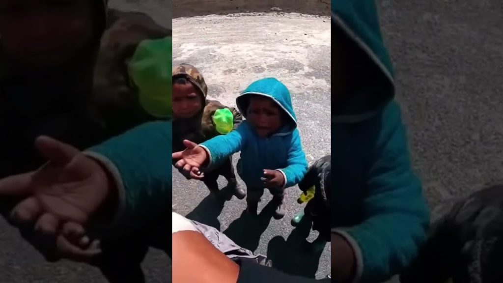 Cute Children stop me 😃 at zanskar bike ride #bikeride #zanskar #travel